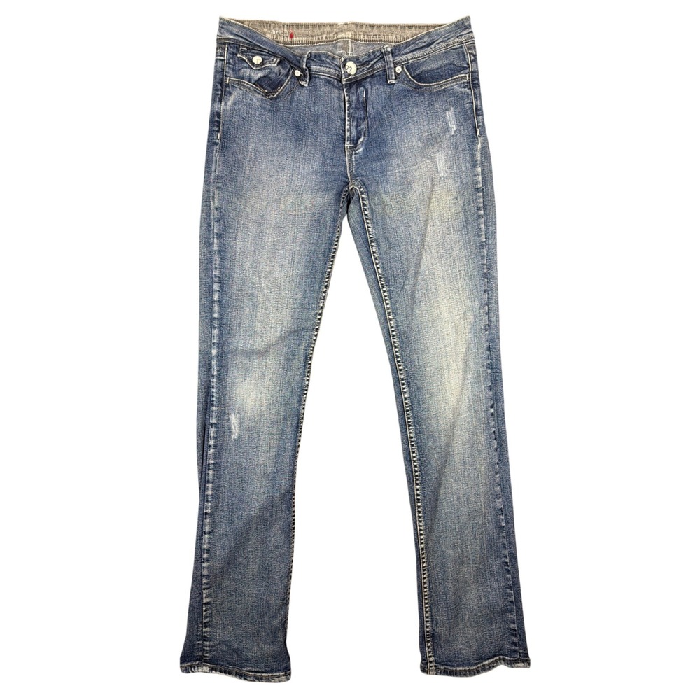 Pepe Jeans London Jeans Mens 30 Bootcut Blue Distressed Stretch Denim